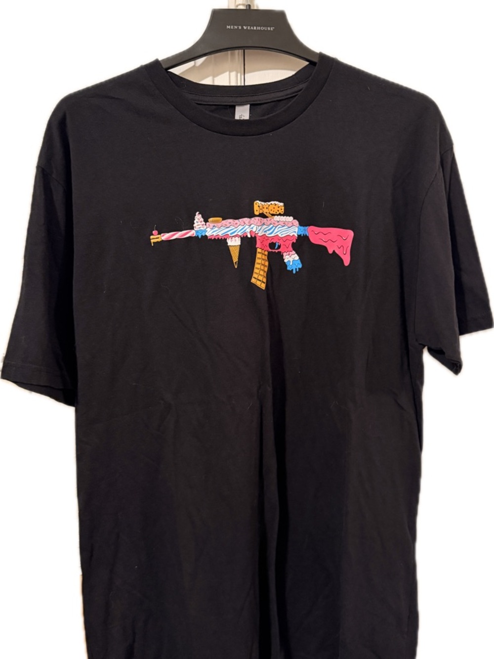 Next Level Apparel Fortnite Automatic Blck Tee with Bright Multicolor Gun Graphi